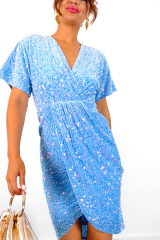 Cocktail Oclock - Blue Sequin Midi Dress