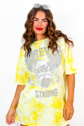 Forever Strong - Yellow Tie Dye Graphic T-Shirt