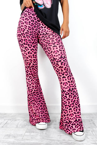 Never Change - Pink Leopard Flared Trousers