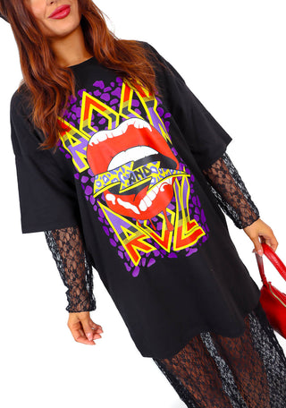 Shes Rocking - Black Multi Graphic T-Shirt Dress