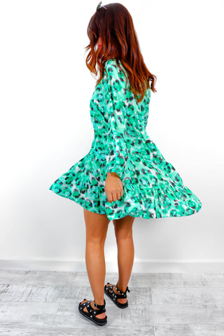 Smock Factor - Green Leopard Smock Dress