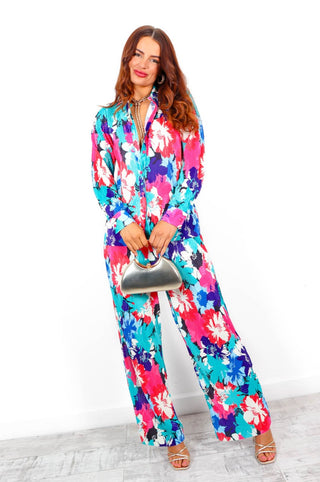 Strong Heart - Green Multi Abstract Print Plisse Co-Ord