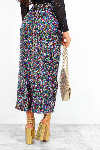 Such A Tease - Multi Sequin Midi Skirt