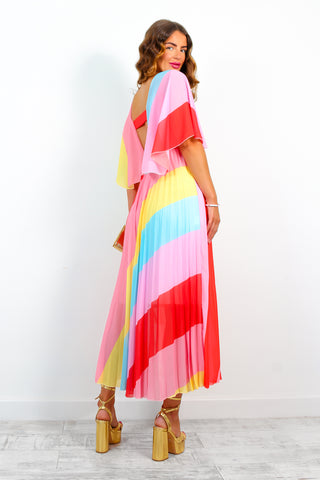 Timeless - Candy Stripe Pleated Midi Dress