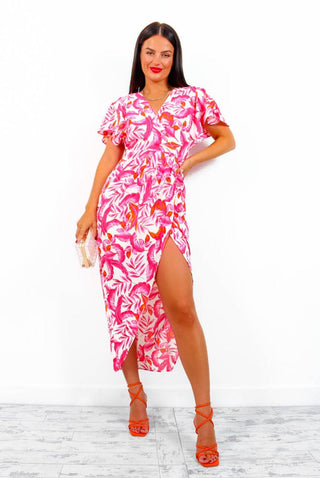 Adore Me - Pink Multi Tropical Midi Dress