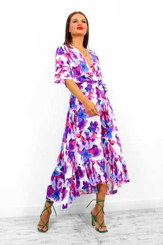 Dolce Vita - Blue Purple Floral Print Maxi Dress
