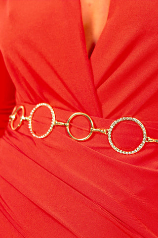 Chain Attraction - Gold Diamante Circle Chain Belt
