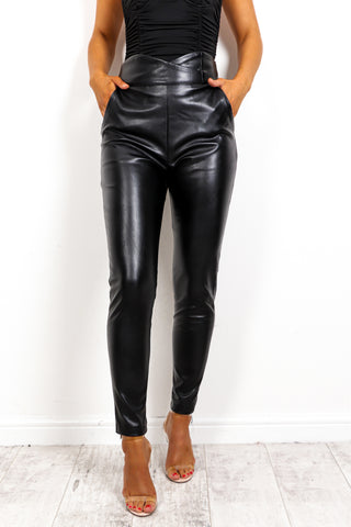 The Business - Black PU Trousers