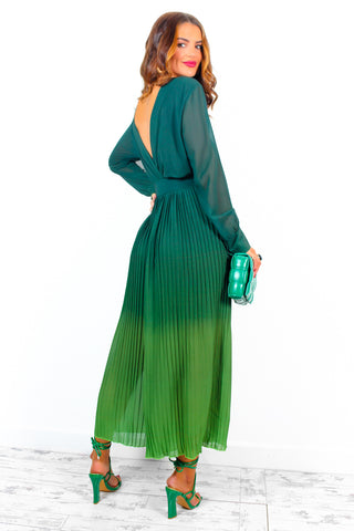 The Pleat Is On - Forest Green Ombre Pleated Jumpsuit