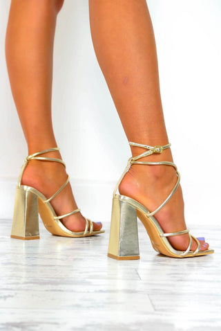 Twisted Love - Gold Metallic Lace Up Heels