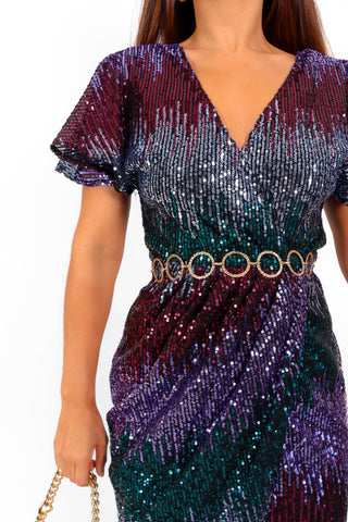 Adore Me - Purple Multi Ombre Sequin Maxi Dress