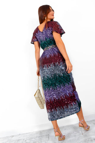 Adore Me - Purple Multi Ombre Sequin Maxi Dress
