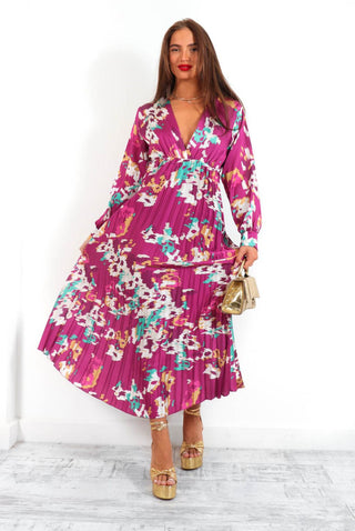 Beauty In Everything - Magenta Multi Printed Pleated Midi Dress