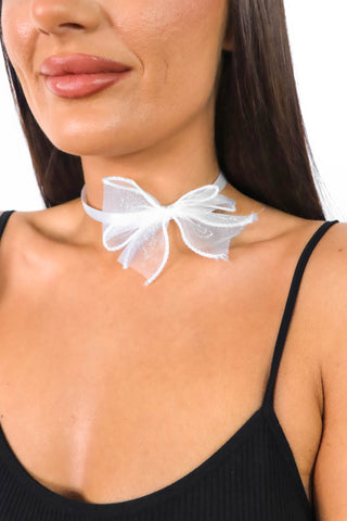 Best In Bow - White Bow Necklace