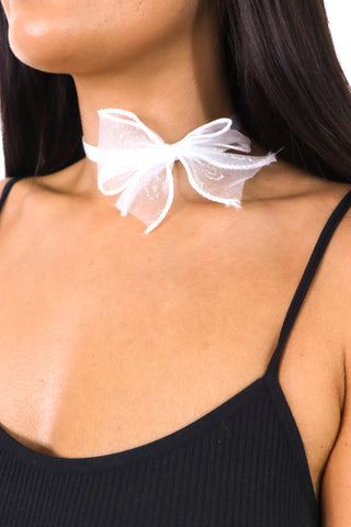 Best In Bow - White Bow Necklace