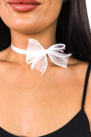 Best In Bow - White Bow Necklace