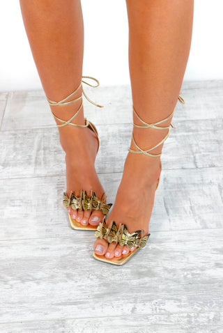 Butterfly Effect - Gold Strappy Heels