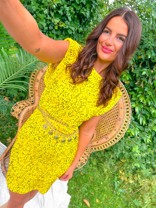 Cant Dim My Shine - Yellow Sequin Mini Dress