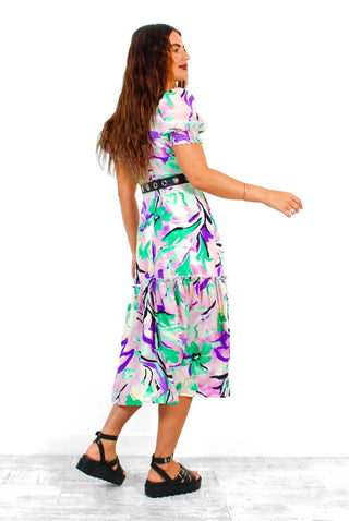 Catching Feels - Lilac Pink Swirl Print Midi Dress