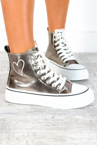 Chase My Love - Gunmetal Grey High Top Trainers