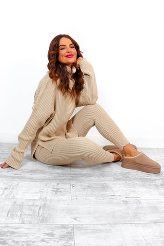 Chill Out - Oatmeal Ribbed Jumper & Leggings Co-ord