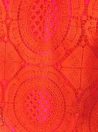 Crochet Your Peace - Orange Fuchsia Crochet Midi Dress