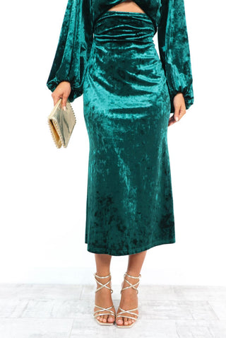 Cut Them Out - Forest Crushed Velvet Maxi Dress