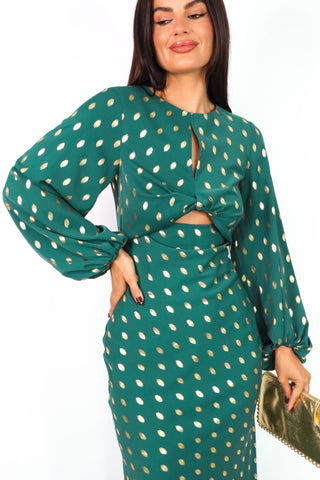 Cut Them Out - Forest Gold Foil Spot Midi Dress