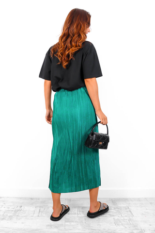 Do As You Please - Forest Plisse Midi Skirt