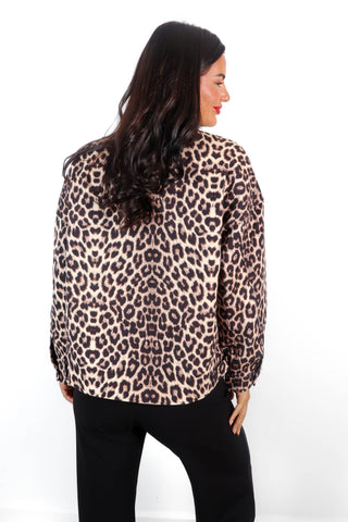 Don't Collar Me - Beige Leopard Print Jacket