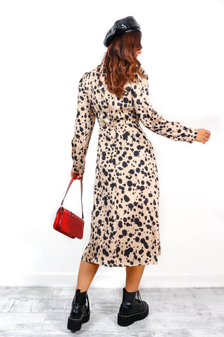 Don't Give A Glam - Cream Black Spotted Midi Dress