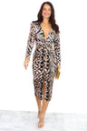 Don't Make Me Wait - Black Velvet Leopard Midi Dress