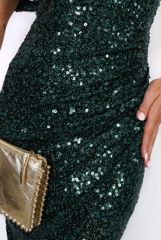 Don't Peek - Forset Green Sequin Midi Dress