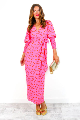 Drive 'Em Wild - Pink Printed Midi Dress