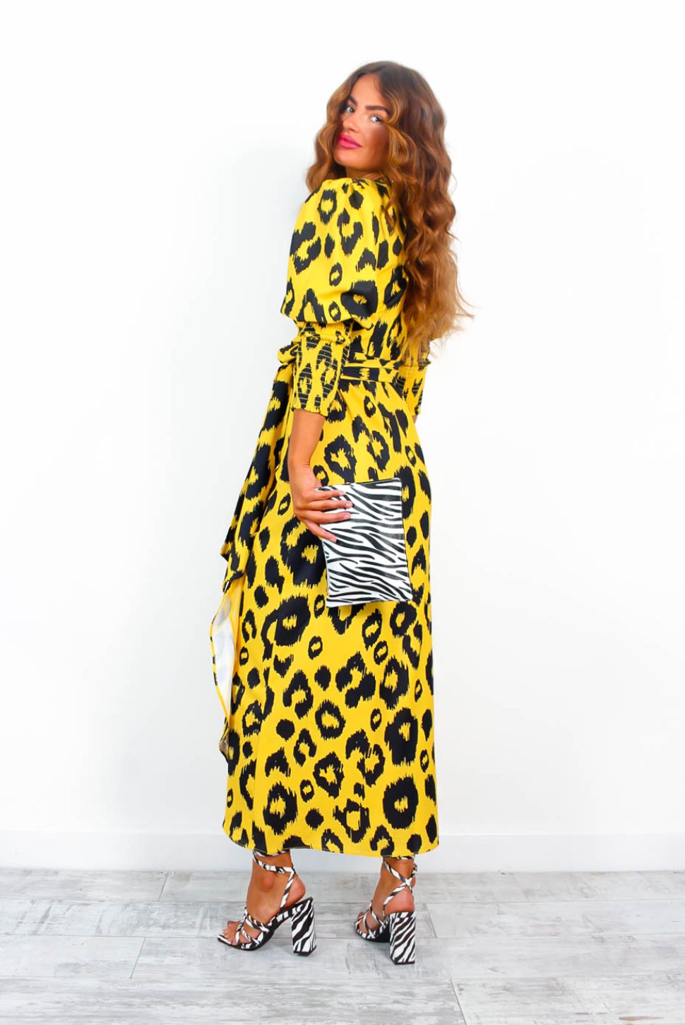 Leopard print yellow clearance dress