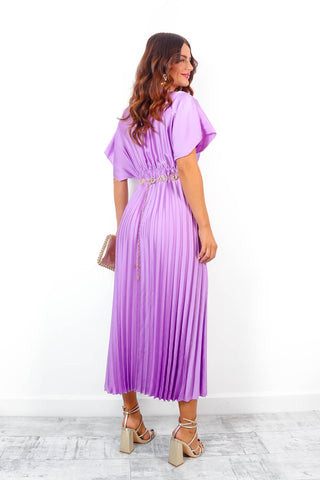 Eternal - Lilac Pleated Satin Midi Dress