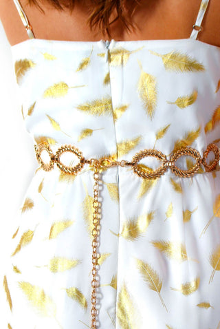 Finishing Touch - Gold Oval Textured Chain Belt