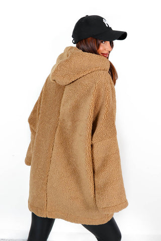 Fluff Off - Camel Borg Oversized Hoodie