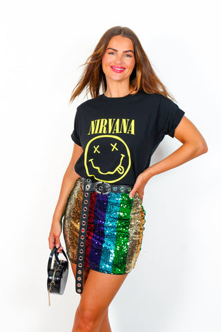 Follow The Rainbow - Multi Sequin Mini Skirt
