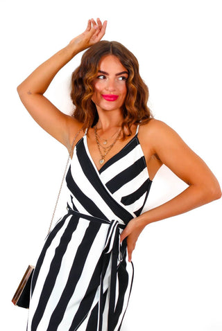 Garden Party - Black White Stripe Maxi Dress