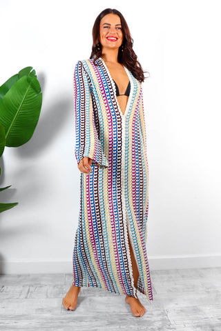 Go For Knit - Multi Knitted Pattern Maxi Dress