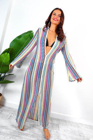 Go For Knit - Multi Knitted Pattern Maxi Dress