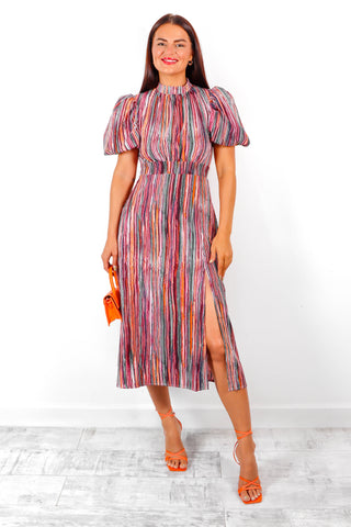 Got The Flower - Multi Striped Midi Dress