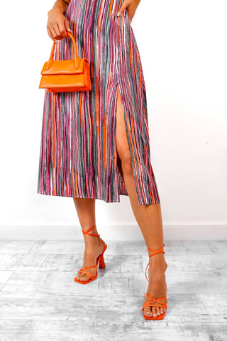 Got The Flower - Multi Striped Midi Dress