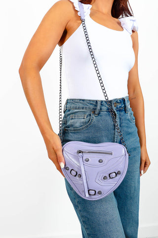 Heart And Soul - Lilac Silver Stud Detail Bag