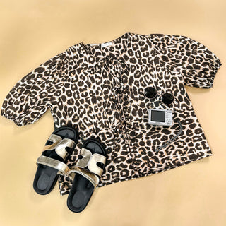 Ties The Limit - Beige Leopard Print Tied Top