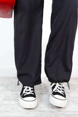 Where Did You Cargo? - Black Wide Leg Trousers