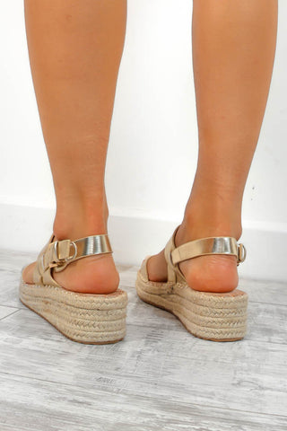 Beach You To It - Gold Metallic Espadrille Sandals