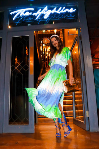 Once In A Lifetime - Blue Green Ombre Maxi Dress