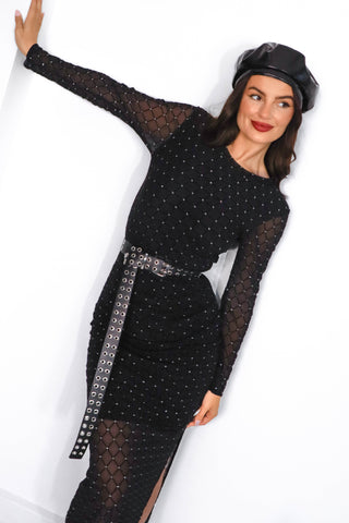 Out Of This World - Diamante Mesh Midi Dress